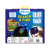 Children’s educational search and find activity set with reusable mats and flashlight