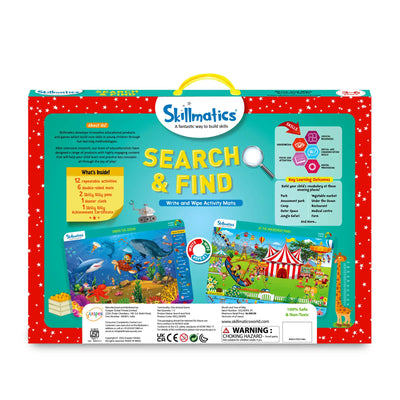 Search & Find reusable activity mat set with write and wipe features for ages 3-6