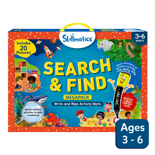 Search and Find Megapack reusable activity mats with pictures and pens for ages 3-6
