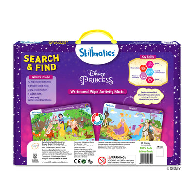 Disney Princess Search and Find write and wipe activity mat set for children ages 3-6