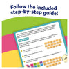 Educational language activity set with wooden and colored word tiles and a guide for ages 5-8