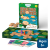 Sinking Stones strategy board game with hex tiles, player pawns, and game cards