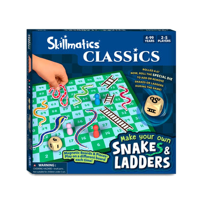 Snakes & Ladders magnetic board game box with colorful magnetic pieces for ages 4+