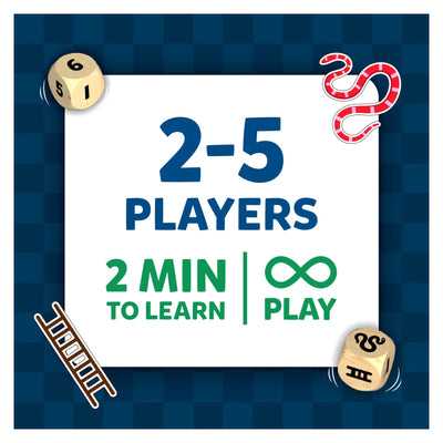 Game information card for Snakes and Ladders style magnetic and customizable board game