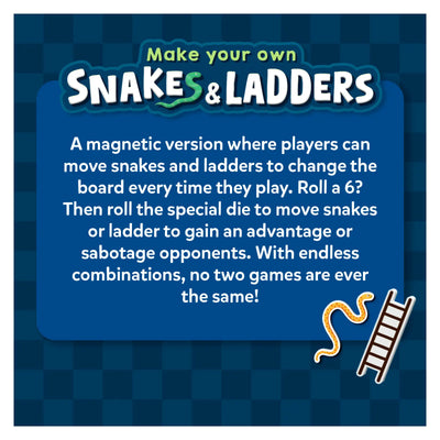 Magnetic customizable Snakes & Ladders game board for kids ages 4 and up