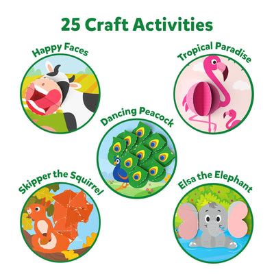 Colorful animal-themed paper craft activities for children in the Cut Paste & Create Combo
