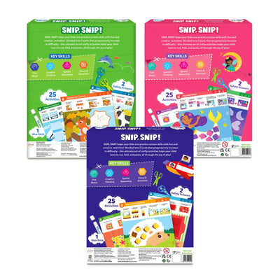 Colorful Cut Paste & Create Combo activity kits for children ages 3-7 with 25 activities