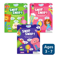 Two children’s craft kits for developing scissor skills in the Animal Snip & Craft Bundle for ages 3-7