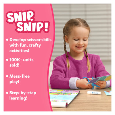 Young girl developing scissor skills with craft activities from Cut Paste & Create Combo