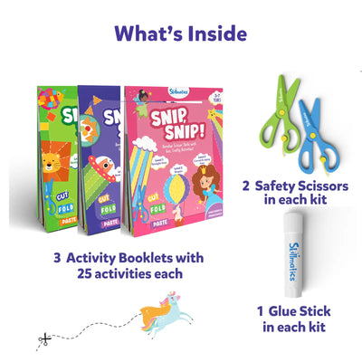 Child’s art and craft kit with activity booklets safety scissors and glue stick