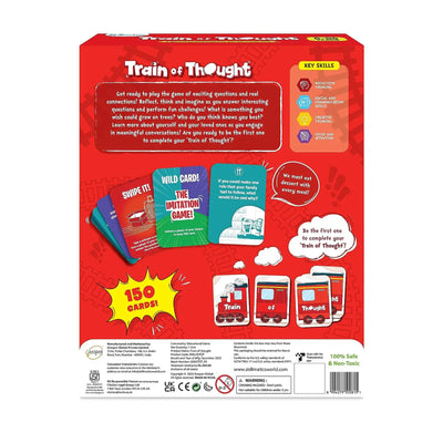 Red-boxed Train of Thought board game for building connections and self-reflection