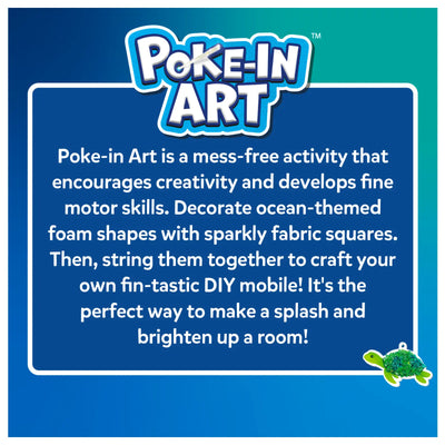 Blue box with white borders promoting mess-free craft activity for kids ages 4-9