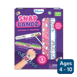 Craft kit for designing unicorn and princess themed snap bracelets for kids ages 4-10