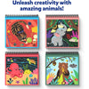 Four spiral-bound art pads with animal-themed scratch art designs for Magical Underwater Animal Adventure