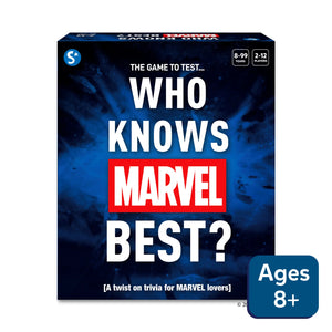 Marvel-themed trivia board game for ages 8 and up in the Who Knows Marvel Best card game