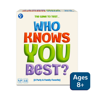 Family and party card game for ages 8+ supporting 2-12 players, fun for 8-99 minutes