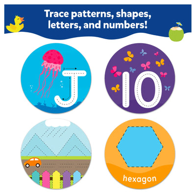 Vibrant educational game with interactive tracing activities for patterns shapes letters and numbers in Write and Learn Cards for Toddlers
