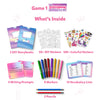Children’s storybook art kit with DIY storybooks, stickers, prompts, markers, and pencils