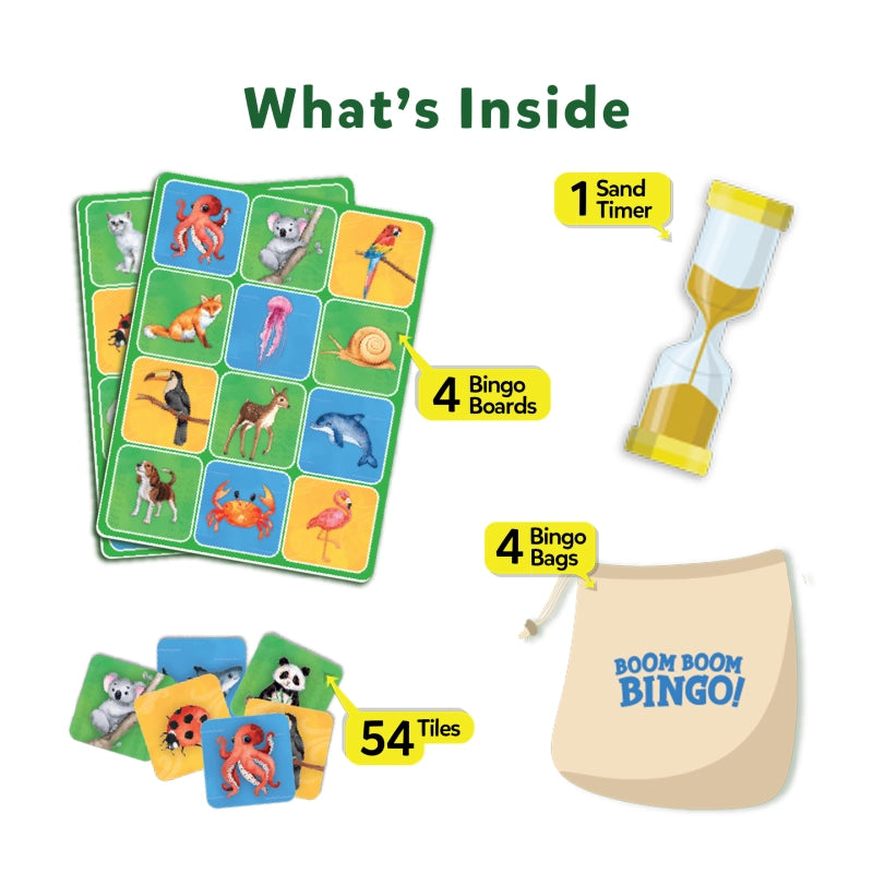 Boom Boom Bingo! Board Game: Animal World (ages 4-7)
