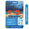 Sample game card with crabs, clues, and facts from Guess in 10 Animal Planet Mega Pack