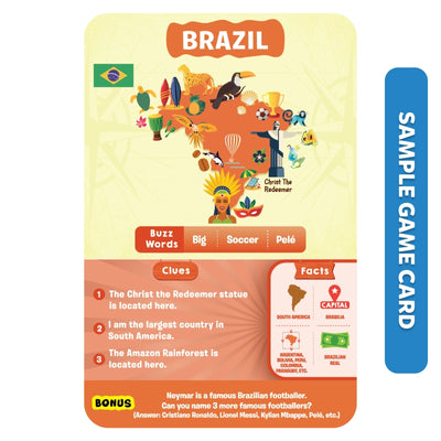 Educational game card about Brazil for Guess in 10 Countries Of The World trivia game