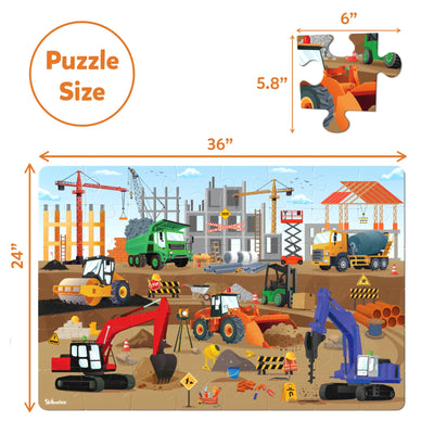 Children’s construction site jigsaw puzzle with detailed puzzle pieces from Piece & Play Mega combo
