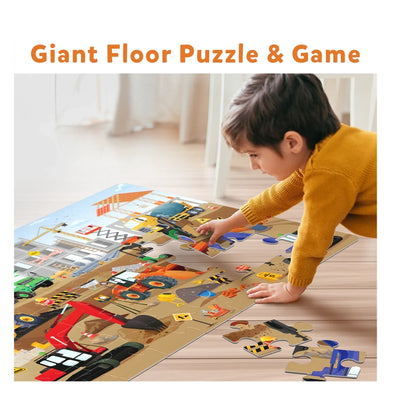 Construction-themed giant floor puzzle for children from Piece & Play Mega Combo set