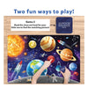 Colorful space-themed floor puzzle with interactive game elements for ages 3-7