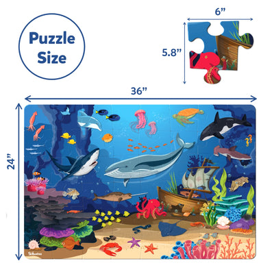 Underwater-themed floor puzzle for children featuring colorful sea animals from Piece & Play